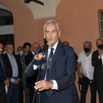 Foto Nicoloro G.   02/09/2021   Fusignano ( Ra )   Inaugurazione della mostra dedicata ad Arrigo Sacchi dal titolo  ' Oltre il sogno. L' emozione del calcio totale di Arrigo Sacchi '. nella foto Gabriele Gravina presidente FIGC.