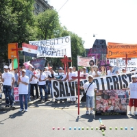 Foto Nicoloro G. 03/07/2011 Milano Manifestazione in piazza Castello dei cristiani copti che vivono in Italia per affermare la liberta' di culto e fermare i massacri dei cristiani copti in Egitto. nella foto Un momento della manifestazione
