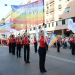 Foto Nicoloro G.   29/06/2019  Milano   Manifestazione con corteo del Gay Pride. nella foto una coreografia di sbandieratrici.