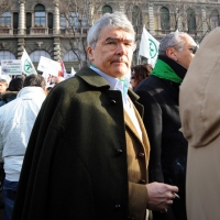 Foto Nicoloro G. 22/01/2012 Milano Manifestazione con corteo della Lega Nord contro il governo Monti. nella foto Roberto Castelli