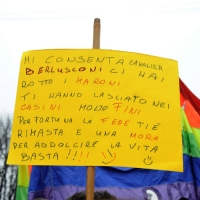 Foto Nicoloro G. 13/02/2011 Milano Manifestazione delle donne " Se non ora quando ? " per la dignita' del soggetto donna e contro Berlusconi. nella foto Un cartello di protesta