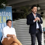 Foto Nicoloro G.   27/09/2021   Ravenna   Il leader di Italia Viva e' in citta' per presentare il suo libro e sostenere la lista Ravenna in Campo, che a lui fa riferimento e che appoggia l' elezione a sindaco del candidato del Centrosinistra. nella foto Matteo Renzi e Roberto Fagnani, capolista alle amministrative per la lista Ravenna in Campo.