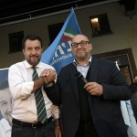 Foto Nicoloro G.   24/09/2021   Ravenna   Intervento del leader della Lega nella campagna elettorale per le amministrative del 3 e 4 ottobre 2021. nella foto Matteo Salvini e Filippo Donati, candidato sindaco della lista civica Viva Ravenna appoggiato da Lega e FdI.