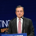 Foto Nicoloro G.   18/08/2020   Rimini  Giornata di apertura del Meeting di CL 2020, che in questa edizione ha per titolo ' Privi di meraviglia, restiamo sordi al sublime '. nella foto l' ex presidente della BCE Mario Draghi.