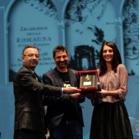 Foto Nicoloro G.  30/11/2014   Ravenna    43° edizione del " Premio Guidarello per il Giornalismo d' Autore ". nella foto il fotografo Gianpiero Corelli e la giornalista Silvia Manzani premiati per la sezione Società.