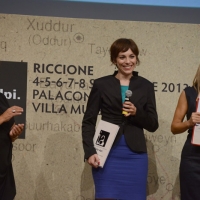 Foto Nicoloro G. 07/09/2013 Riccione ( Rimini ) Serata finale di premiazioni della diciannovesima edizione del " Premio giornalistico televisivo Ilaria Alpi ". nella foto Vittoria Iacovella – Federica Gentile