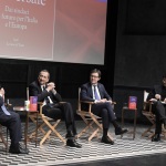 Foto Nicoloro G.   21/11/2022   Milano   Presentazione del libro ' La citta' universale ' del sindaco di Firenze Dario Nardella. nella foto da sinistra Piergaetano Marchetti, Giuseppe Sala, Dario Nardella e l' assessore Tommaso Sacchi.