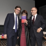 Foto Nicoloro G.   21/11/2022   Milano   Presentazione del libro ' La citta' universale ' del sindaco di Firenze Dario Nardella. nella foto Elisabetta Sgarbi tra Dario Nardella, a sinistra, e il finanziere Francesco Micheli.