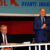 Foto Nicoloro G . 06/10/2012 Riccione ( Rimini ) Presentazione del nuovo movimento ” 3L Avanti Insieme ” da parte dell’ ex ministro del Tesoro Giulio Tremonti. nella foto Giulio Tremonti – Rino Formica