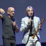 17/07/2022  Gatteo Mare  ( FC )   Quinta tappa de ' La Milanesiana ' in Emilia-Romagna. nella foto il cantante e scrittore Enrico Ruggeri, a sinistra, e il musicista Moreno ' il biondo ' Conficconi.