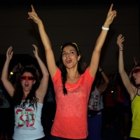 Foto Nicoloro G.   30/05/2014   Rimini   Si è aperta la 9° edizione di " Rimini Wellness ". nella foto la showgirl spagnola Laura Barriales mentre partecipa alla prima lezione in anteprima mondiale di Dansyng 3D by Freddy.