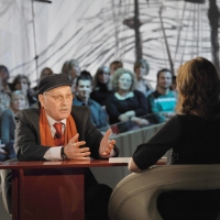 Foto Nicoloro G.  19/11/2010 Milano, Trasmissione televisiva "Le Invasioni barbariche" in programmazione su La7 e condotta da Daria Bignardi. nella foto Antonio Pennacchi – Daria Bignardi