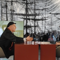 Foto Nicoloro G.  19/11/2010 Milano, Trasmissione televisiva "Le Invasioni barbariche" in programmazione su La7 e condotta da Daria Bignardi. nella foto Antonio Pennacchi – Daria Bignardi