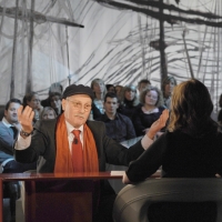 Foto Nicoloro G.  19/11/2010 Milano, Trasmissione televisiva "Le Invasioni barbariche" in programmazione su La7 e condotta da Daria Bignardi. nella foto Antonio Pennacchi – Daria Bignardi