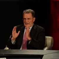 Foto Nicoloro G.  03/05/2015  Milano   Trasmissione televisiva su Rai 3 " Che tempo che fa ". nella foto il professore Romano Prodi.