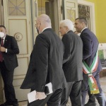 Foto Nicoloro G.   28/07/2022   Ravenna   Nella ricorrenza del centenario dell' assalto fascista alla Federazione delle Cooperative di Ravenna cerimonia alla presenza del Presidente della Repubblica. nella foto da sinistra il governatore dell' Emilia-Romagna Stefano Bonaccini, il Presidente Sergio Mattarella e il sindaco Michele de Pascale