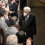 Foto Nicoloro G.   28/07/2022   Ravenna   Nella ricorrenza del centenario dell' assalto fascista alla Federazione delle Cooperative di Ravenna cerimonia alla presenza del Presidente della Repubblica. nella foto il Presidente Sergio Mattarella saluta i presenti alla cerimonia.