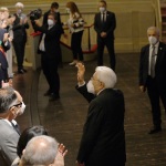 Foto Nicoloro G.   28/07/2022   Ravenna   Nella ricorrenza del centenario dell' assalto fascista alla Federazione delle Cooperative di Ravenna cerimonia alla presenza del Presidente della Repubblica. nella foto il Presidente Sergio Mattarella saluta i presenti alla cerimonia.