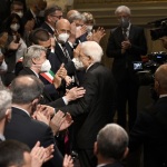 Foto Nicoloro G.   28/07/2022   Ravenna   Nella ricorrenza del centenario dell' assalto fascista alla Federazione delle Cooperative di Ravenna cerimonia alla presenza del Presidente della Repubblica. nella foto il Presidente Sergio Mattarella saluta il senatore Vasco Errani.