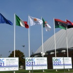 28/09/2021   Ravenna    XV edizione di OMC - Med Energy Conference che quest' anno pone al centro del dibattito la ' transizione ecologica '. nella foto le bandiere dei paesi espositori di questa XV edizione.