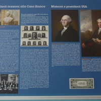Foto Nicoloro G. 07/04/2017 Rimini Il Grande Oriente d' Italia ( GOI ) celebra i 300 anni di Massoneria nell' ambito dell' annuale assemblea della Gran Loggia che riunisce tutte le Logge d' Italia. Il tema di questa edizione e' ' La memoria del passato. Le radici nel futuro '. nella foto pannelli con le foto di presidenti americani massoni.