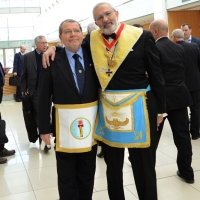 Foto Nicoloro G. 07/04/2017 Rimini Il Grande Oriente d\' Italia ( GOI ) celebra i 300 anni di Massoneria nell\' ambito dell\' annuale assemblea della Gran Loggia che riunisce tutte le Logge d\' Italia. Il tema di questa edizione e\' \' La memoria del passato. Le radici nel futuro \'. nella foto due dei partecipanti all\' evento.