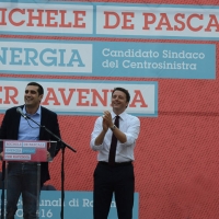 Foto Nicoloro G. 03/06/2016 Ravenna Chiusura campagna elettorale amministrative del PD a Ravenna con l' intervento del presidente del Consiglio. nella foto il presidente del Consiglio Matteo Renzi e il candidato sindaco Michele De Pascale.