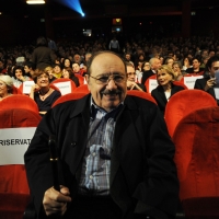 Foto Nicoloro G. 29/02/2016 Milano Panoramica di foto d' archivio di Umberto Eco. nella foto Umberto Eco al teatro Smeraldo per la manifestazione di ' Giustizia e Libertà ' del 12/03/2012 dal titolo ' Dissociarsi per ricordare. Dipende da noi '.