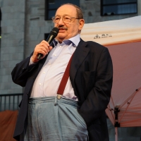 Foto Nicoloro G. 29/02/2016 Milano Panoramica di foto d' archivio di Umberto Eco. nella foto Umberto Eco interviene il 30/05/2011 ai festeggiamenti in piazza Duomo per l' elezione di Giuliano Pisapia a sindaco di Milano.