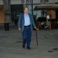 Foto Nicoloro G. 29/02/2016 Milano Panoramica di foto d' archivio di Umberto Eco. nella foto Umberto Eco arriva al teatro Grassi per la serata della Milanesiana del 22/06/2015.