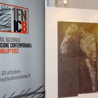Foto Nicoloro G. 18/10/2013 Bagnacavallo ( Ravenna ) I° Festival Nazionale dell’ Incisione Contemporanea organizzato dal Gabinetto delle Stampe antiche e moderne del Museo Civico delle Cappuccine. nella foto Il manifesto della Mostra