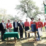 Foto Nicoloro G.   02/06/2022   Ravenna   A 140° anni dalla morte di Giuseppe Garibaldi ' l' eroe dei due mondi ' viene celebrato nel capanno che lo vide fuggiasco inseguito dalle truppe austriache in quella che fu la sua ' trafila ' in terra di Romagna. nella foto al centro il professore Cosimo Ceccuti, presidente della Fondazione Spadolini, e accanto il vicesindaco di Ravenna Eugenio Fusignani, durante l' inno nazionale.