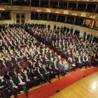 Foto Nicoloro G. 07/01/2011 Reggio Emilia Primo appuntamento ufficiale per i 150 anni dell’ Unita’ d’ Italia alla presenza del capo dello Stato. nella foto La platea del teatro Valli