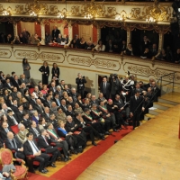 Foto Nicoloro G. 07/01/2011 Reggio Emilia Primo appuntamento ufficiale per i 150 anni dell’ Unita’ d’ Italia alla presenza del capo dello Stato. nella foto La platea del teatro Valli durante Il discorso del presidente Giorgio Napolitano
