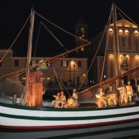 Foto Nicoloro G. 23/12/2010 Cesenatico (FC) Tradizionale presepe sulle barche, tipiche della marineria locale, ormeggiate nel porto canale di Cesenatico. nella foto Una barca del Presepe