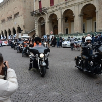 Foto Nicoloro G. 25/11/2017 Rimini In occasione della \' Giornata mondiale contro la violenza sulle donne \' un corteo si e\' snodato per le vie del centro della cittadina romagnola per poi concludersi tra musica e canti nella centralissima piazza Cavour. nella foto un gruppo di centauri hanno aperto il corteo.