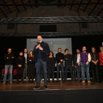 Foto Nicoloro G.   18/01/2020   Ravenna    Campagna elettorale per le votazioni regionali del 26 gennaio in Emilia-Romagna. nella foto Stefano Bonaccini, candidato e presidente uscente della regione Emilia-Romagna e alle sue spalle un gruppo di candidati del PD.