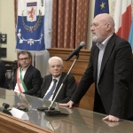 Foto NIcoloro G.  30/05/2023   Faenza (RA)   Tappa a Faenza del presidente Sergio Mattarella nel giro di visite alle zone alluvionate della Romagna. nella foto da sinistra il sindaco di Ravenna Michele de Pascale, il sindaco di Faenza Massimo Isola, il presidente Sergio Mattarella e il governatore dell' Emilia-Romagna Stefano Bonaccini.