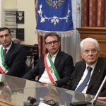 Foto Nicoloro G.   30/05/2023   Faenza (RA)   Tappa a Faenza del presidente Sergio Mattarella nel giro di visite alle zone alluvionate della Romagna. nella foto da sinistra il sindaco di Ravenna Michele de Pascale, il sindaco di Faenza Massimo Isola e il presidente Sergio Mattarella.