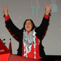 Foto Nicoloro G. 14/12/2018 Riccione ( Rimini ) Terza giornata del 27° Congresso Nazionale FIOM-CGIL. nella foto Mai Alkaila, ambasciatrice in Italia dello Stato di Palestina.