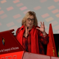 Foto Nicoloro G. 15/12/2018 Riccione ( Rimini ) Ultima giornata del 27° Congresso Nazionale della FIOM-CGIL. nella foto Francesca Re David, segretaria generale della FIOM-CGIL