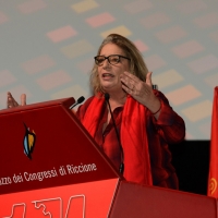 Foto Nicoloro G. 15/12/2018 Riccione ( Rimini ) Ultima giornata del 27° Congresso Nazionale della FIOM-CGIL. nella foto Francesca Re David, segretaria generale della FIOM-CGIL