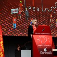 Foto Nicoloro G. 12/12/2018 Riccione ( Rimini ) Si e' aperto il 27° Congresso Nazionale FIOM-CGIL. nella foto la segretaria generale FIOM-CGIL Francesca Re David.
