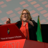 Foto Nicoloro G. 12/12/2018 Riccione ( Rimini ) Si e' aperto il 27° Congresso Nazionale FIOM-CGIL. nella foto la segretaria generale FIOM-CGIL Francesca Re David.
