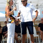 Foto Nicoloro G.   15/08/2019  Cervia ( Ra )   27° edizione di ' Cervia, la spiaggia ama il libro ' con il tradizionale sbarco degli scrittori dalle imbarcazioni storiche. nella foto il giornalista Marino Bartoletti intervistato dalla giornalista Francesca Cantiani.