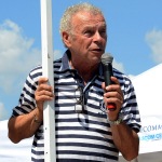 Foto Nicoloro G.   15/08/2019  Cervia ( Ra )   27° edizione di ' Cervia, la spiaggia ama il libro ' con il tradizionale sbarco degli scrittori dalle imbarcazioni storiche. nella foto il sindaco di Cervia Massimo Medri.