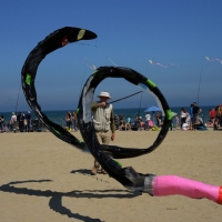 Foto Nicoloro G.  26/04/2014   Cervia (Ravenna)  Trentaquattresima edizione del \" Festival internazionale dell\' Aquilone \" organizzato da Artevento. Ospiti d\' onore i Maori della Nuova Zelanda e partecipanti da tutto il Mondo. nella foto c\' Ã¨ chi gioca comunque con il vento.