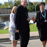 Foto Nicoloro G. 26/08/2017 Rimini Settima ed ultima giornata della 38° edizione del Meeting di Rimini che quest' anno ha come tema ' Quello che tu erediti dai tuoi padri, riguadagnatelo, per possederlo”. nella foto il cardinale Pietro Parolin, Segretario di Stato di Sua Santita', e Emilia Guarnieri, presidente Fondazione Meeting.