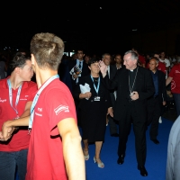 Foto Nicoloro G. 26/08/2017 Rimini Settima ed ultima giornata della 38° edizione del Meeting di Rimini che quest\' anno ha come tema \' Quello che tu erediti dai tuoi padri, riguadagnatelo, per possederlo”. nella foto il cardinale Pietro Parolin, Segretario di Stato di Sua Santita\', e Emilia Guarnieri, presidente Fondazione Meeting.