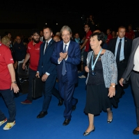 Foto Nicoloro G. 20/08/2017 Rimini Giornata inaugurale della 38° edizione del Meeting di Rimini che quest\' anno ha come tema \' Quello che tu erediti dai tuoi padri, riguadagnatelo, per possederlo”. nella foto il presidente del Consiglio Paolo Gentiloni con Emilia Guarnieri, presidente Fondazione Meeting.